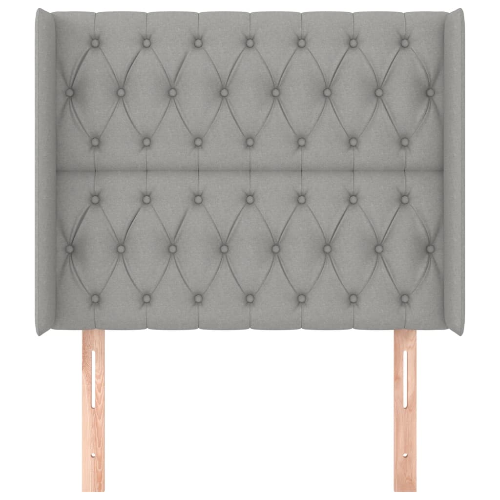 vidaXL Hoofdbord met randen 93x16x118/128 cm stof lichtgrijs afbeelding