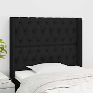 Čelo postele typu ušák černé 93x16x118/128 cm textil - obrázek 1