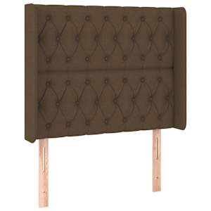 Čelo postele typu ušák tmavě hnědé 93x16x118/128 cm textil - obrázek 2
