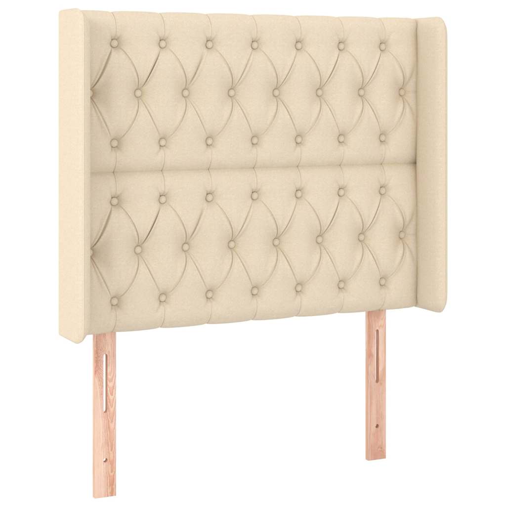 vidaXL Čelo postele typu ušák krémové 93x16x118/128 cm textil