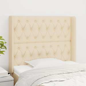 Čelo postele typu ušák krémové 93x16x118/128 cm textil - obrázek 1