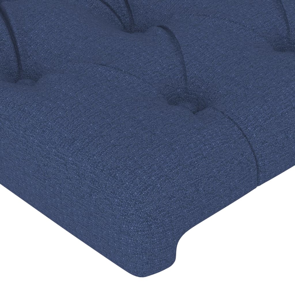 Tăblie de pat cu aripioare, albastru, 93x16x118/128 cm, textil