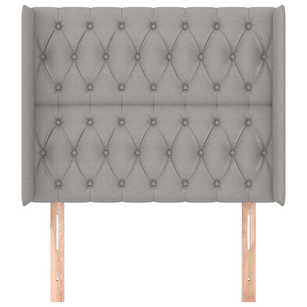 vidaXL Hoofdbord met randen 103x16x118/128 cm stof lichtgrijs grijs, foto 2