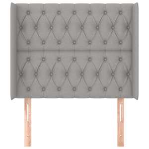 Čelo postele typu ušák světle šedé 103x16x118/128 cm textil - obrázek 3