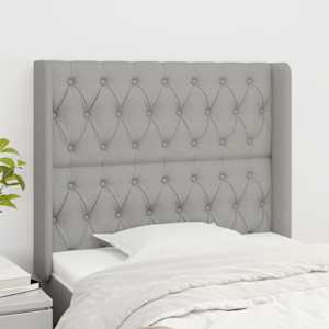 Čelo postele typu ušák světle šedé 103x16x118/128 cm textil - obrázek 1