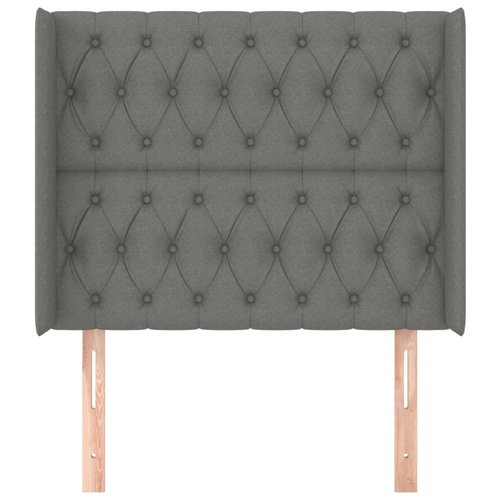 vidaXL Hoofdbord met randen 103x16x118/128 cm stof donkergrijs afbeelding