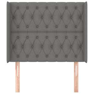 Čelo postele typu ušák tmavě šedé 103x16x118/128 cm textil - obrázek 3