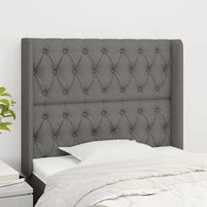 Čelo postele typu ušák tmavě šedé 103x16x118/128 cm textil - obrázek 1