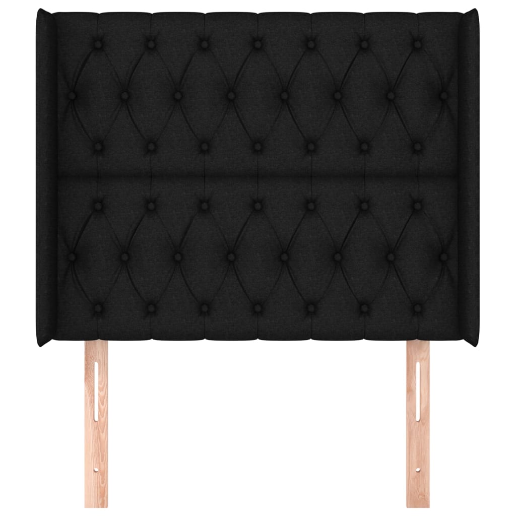 vidaXL Hoofdbord met randen 103x16x118/128 cm stof zwart afbeelding