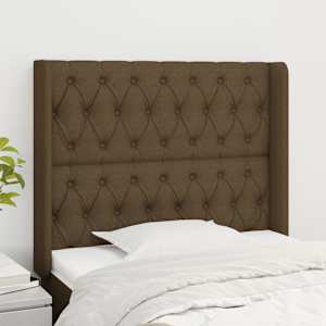Čelo postele typu ušák tmavě hnědé 103x16x118/128 cm textil - obrázek 1