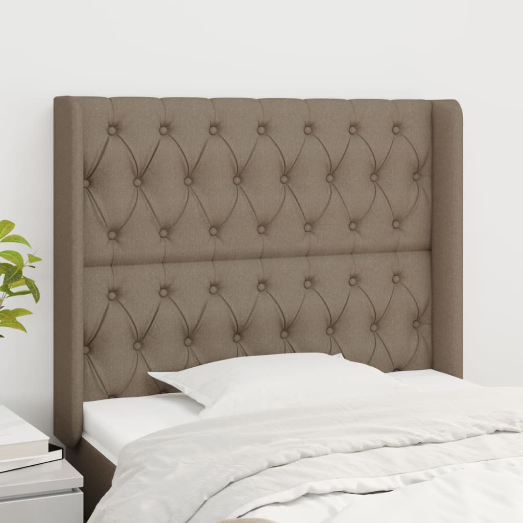 vidaXL Tăblie de pat cu aripioare gri taupe 103x16x118/128 cm textil