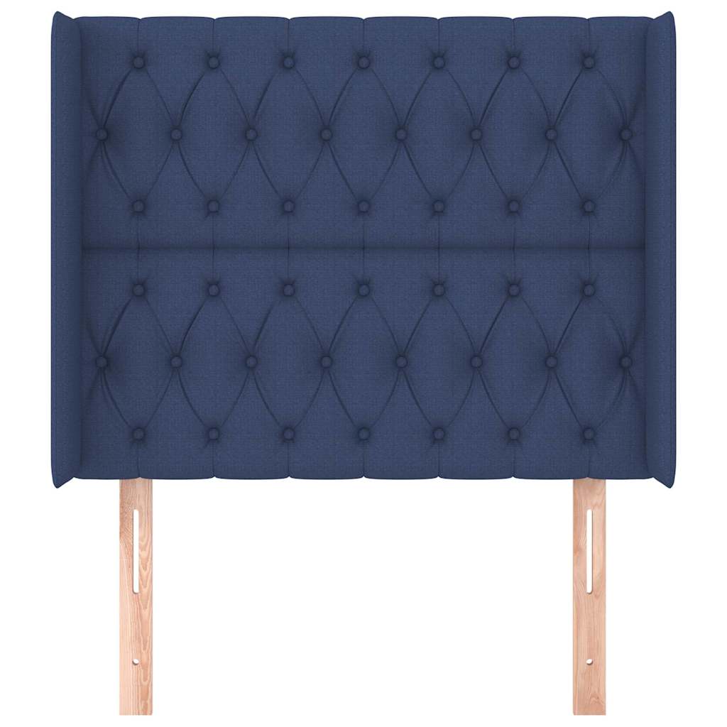 vidaXL Hoofdbord met randen 103x16x118/128 cm stof blauw, foto 2