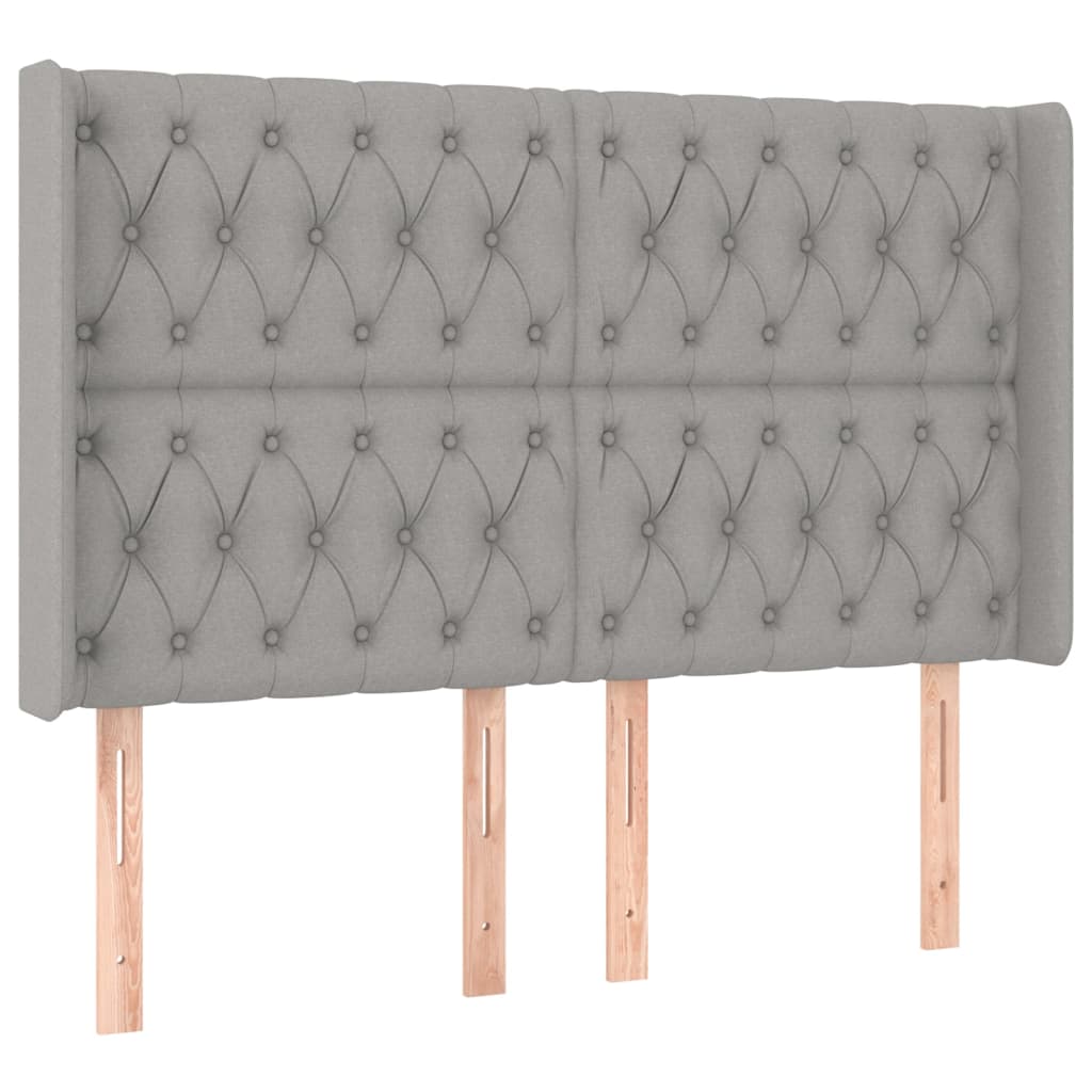 vidaXL Čelo postele typu ušák světle šedé 147x16x118/128 cm textil