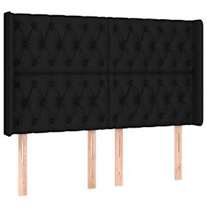 Čelo postele typu ušák černé 147x16x118/128 cm textil - obrázek 2