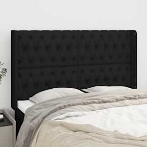 Čelo postele typu ušák černé 147x16x118/128 cm textil - obrázek 1