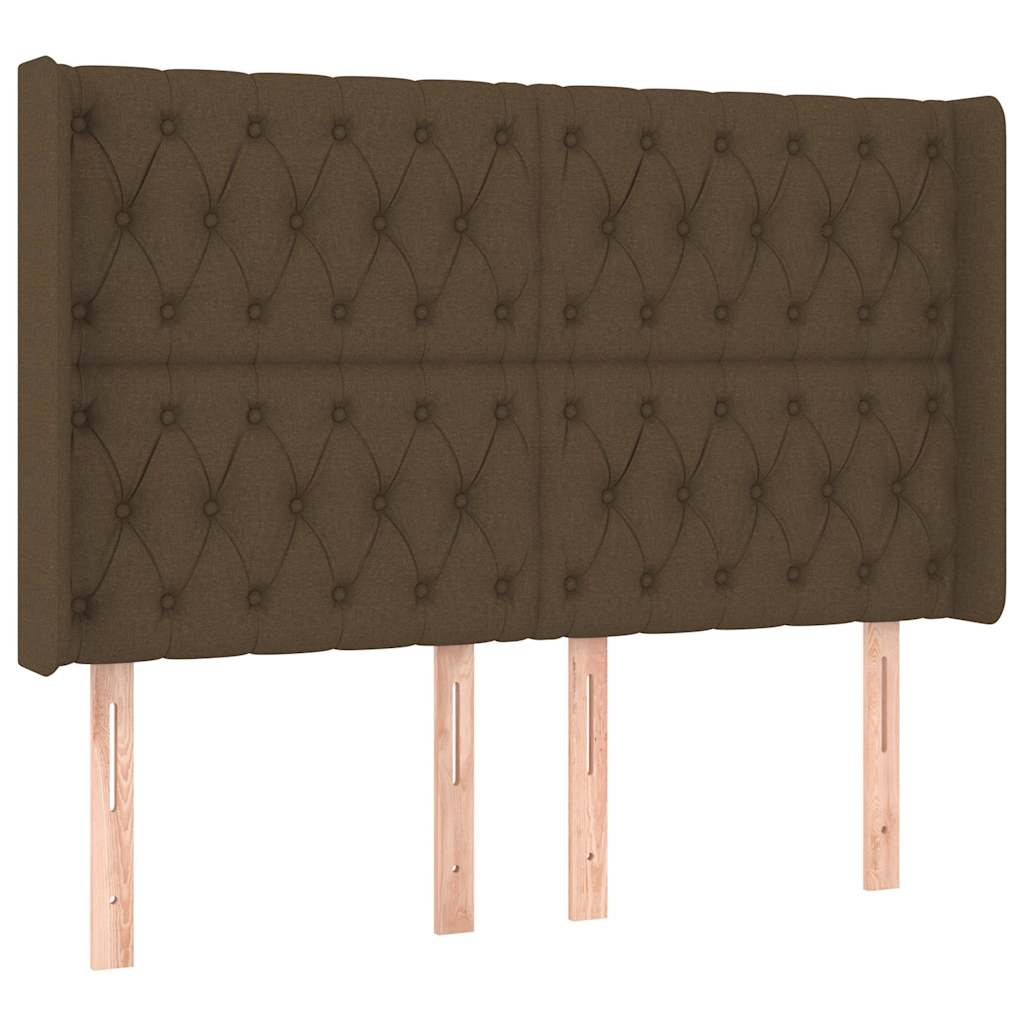 vidaXL Hoofdbord met randen 147x16x118/128 cm stof donkerbruin bruin, foto 3