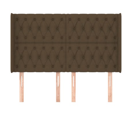 vidaXL Uzglavlje s u&scaron;ima tamnosmeđe 147x16x118/128 cm od tkanine