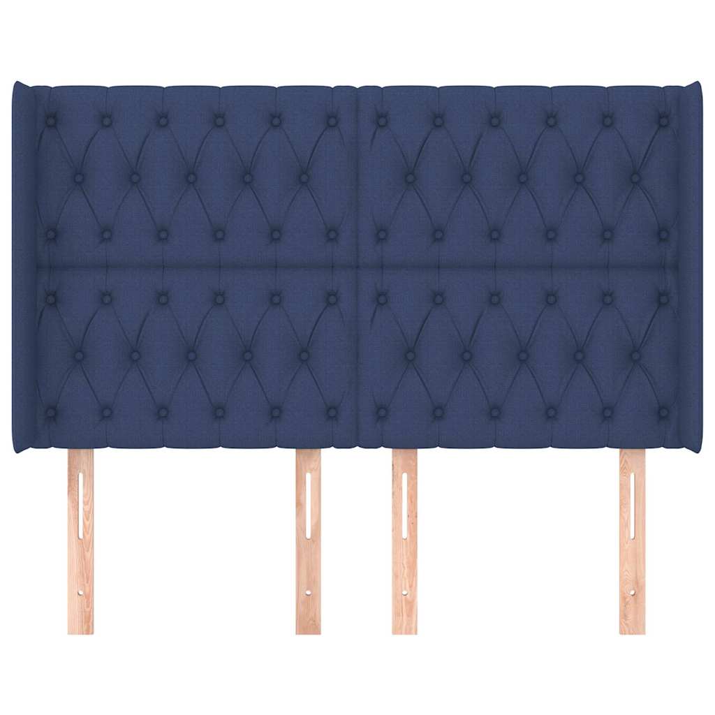 vidaXL Hoofdbord met randen 147x16x118/128 cm stof blauw, foto 2
