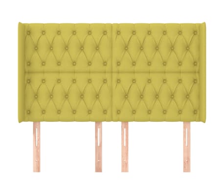 vidaXL Tăblie de pat cu aripioare, verde, 147x16x118/128 cm, textil