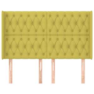 vidaXL Tăblie de pat cu aripioare, verde, 147x16x118/128 cm, textil