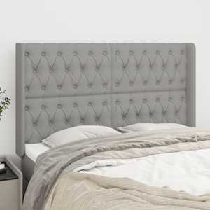 Čelo postele typu ušák světle šedé 163x16x118/128 cm textil - obrázek 1
