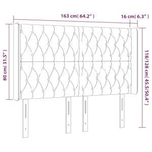 Čelo postele typu ušák tmavě šedé 163x16x118/128 cm textil - obrázek 9