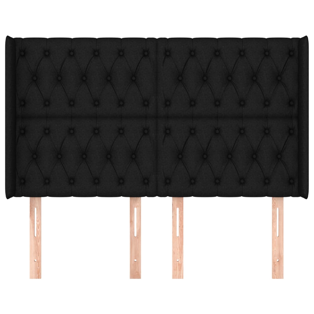 vidaXL Hoofdbord met randen 163x16x118/128 cm stof zwart afbeelding