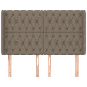 vidaXL Čelo postele typu u&scaron;&aacute;k taupe 163x16x118/128 cm textil
