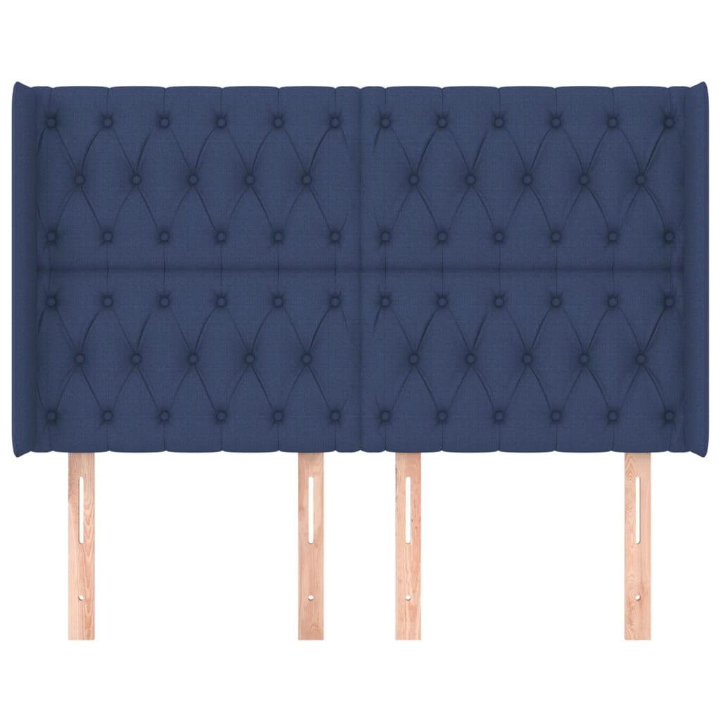 vidaXL Hoofdbord met randen 163x16x118/128 cm stof blauw afbeelding