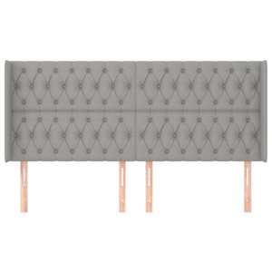 Čelo postele typu ušák světle šedé 183x16x118/128 cm textil - obrázek 3