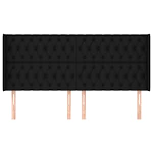 Čelo postele typu ušák černé 183x16x118/128 cm textil - obrázek 3