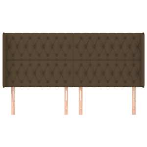 Čelo postele typu ušák tmavě hnědé 183x16x118/128 cm textil - obrázek 3