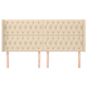 Čelo postele typu ušák krémové 183x16x118/128 cm textil - obrázek 3