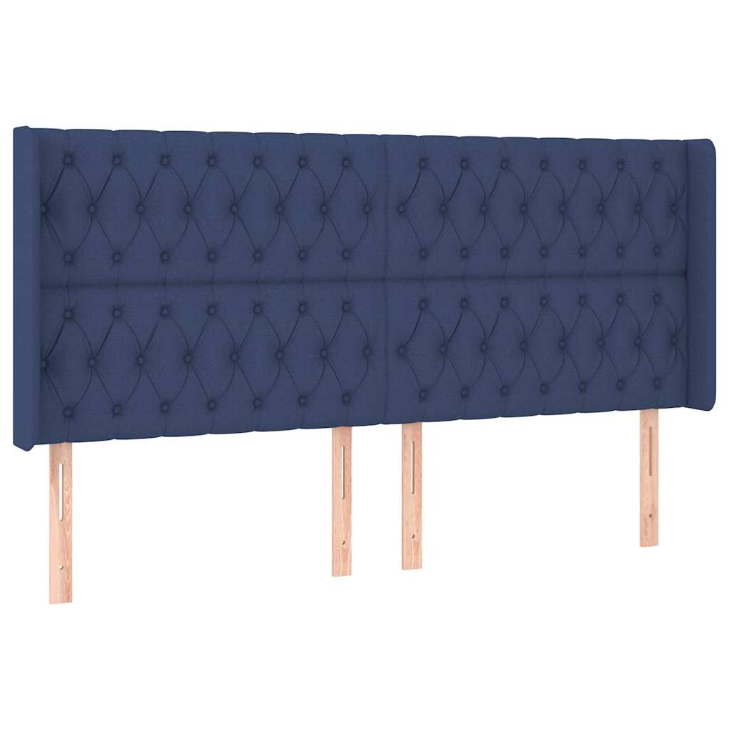 vidaXL Čelo postele typu ušák modré 183x16x118/128 cm textil