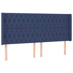 Čelo postele typu ušák modré 183x16x118/128 cm textil - obrázek 2