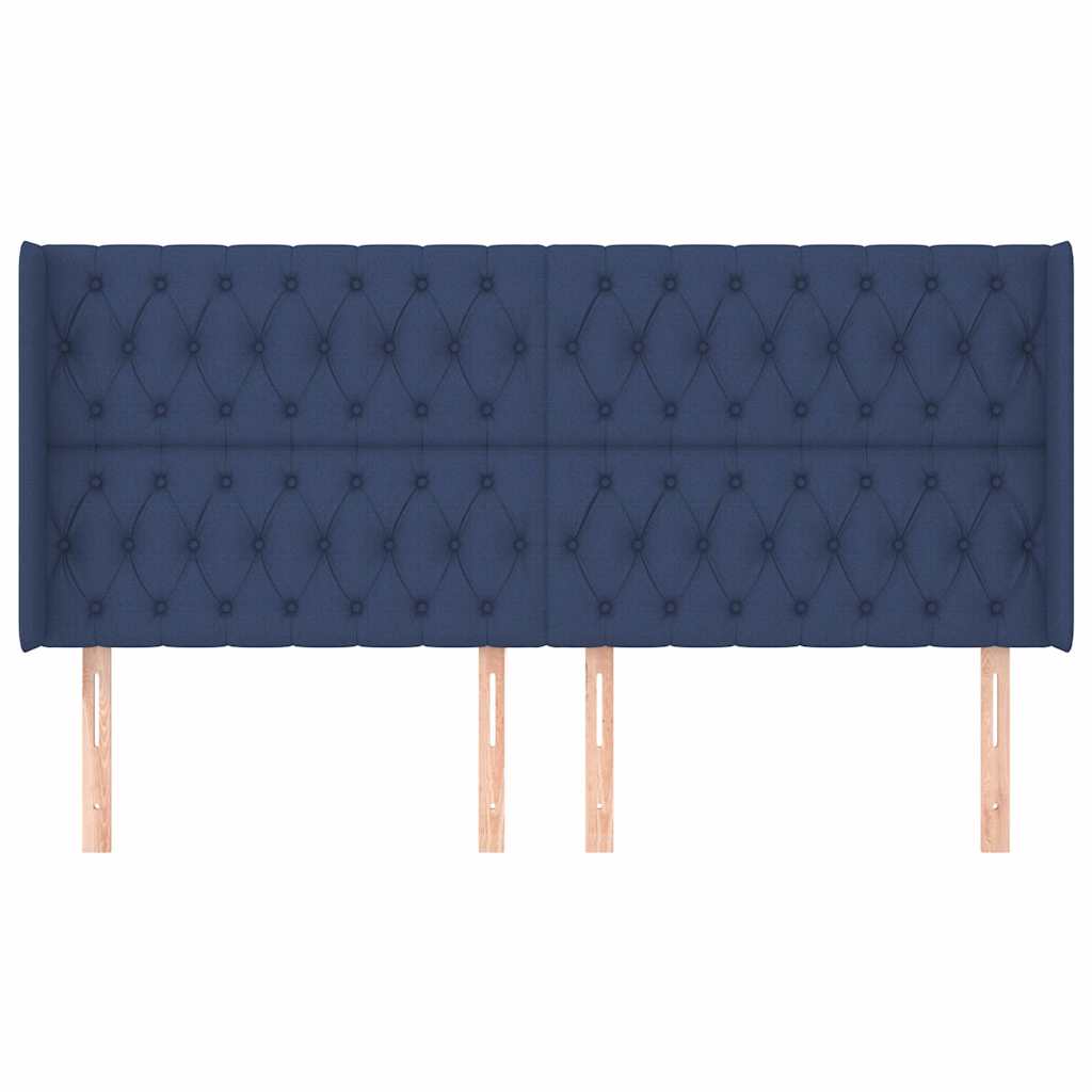 vidaXL Hoofdbord met randen 183x16x118/128 cm stof blauw, foto 2