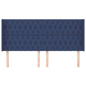 Čelo postele typu ušák modré 183x16x118/128 cm textil - obrázek 3