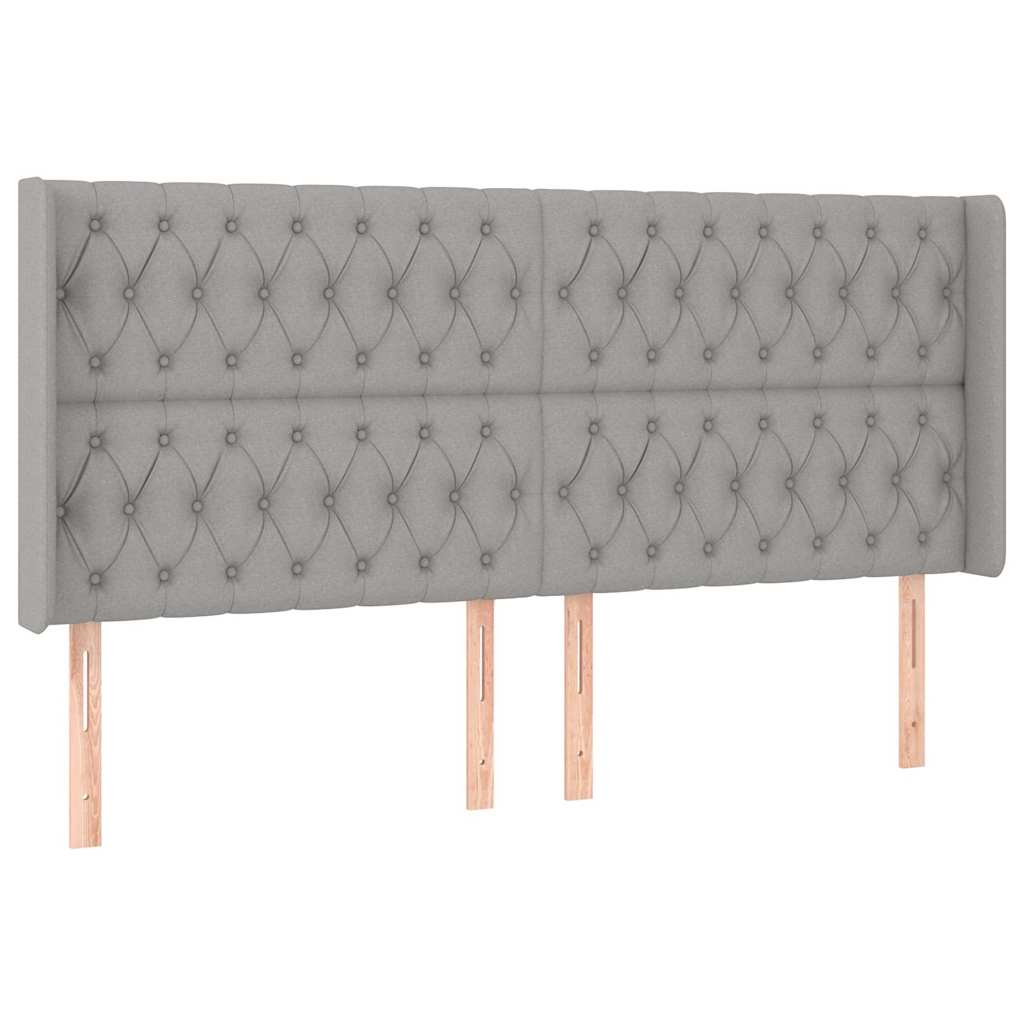 vidaXL Hoofdbord met randen 203x16x118/128 cm stof lichtgrijs grijs, foto 3