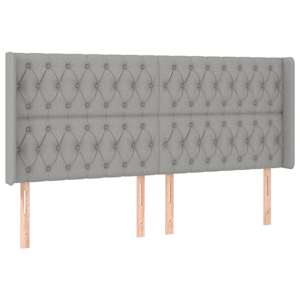 Čelo postele typu ušák světle šedé 203x16x118/128 cm textil - obrázek 2