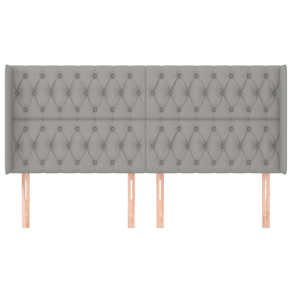 vidaXL Hoofdbord met randen 203x16x118/128 cm stof lichtgrijs afbeelding