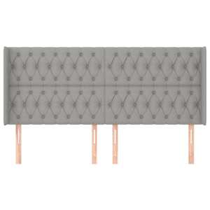 Čelo postele typu ušák světle šedé 203x16x118/128 cm textil - obrázek 3