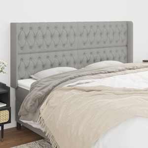 Čelo postele typu ušák světle šedé 203x16x118/128 cm textil - obrázek 1
