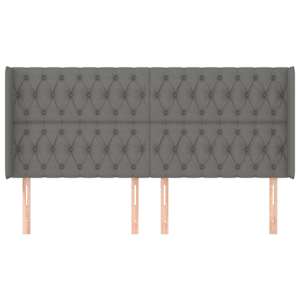 Čelo postele typu ušák tmavě šedé 203x16x118/128 cm textil - obrázek 3