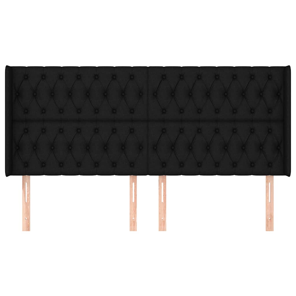 vidaXL Hoofdbord met randen 203x16x118/128 cm stof zwart, foto 2