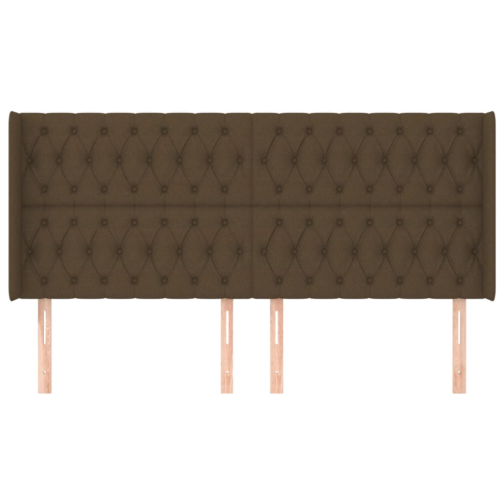 vidaXL Hoofdbord met randen 203x16x118/128 cm stof donkerbruin afbeelding