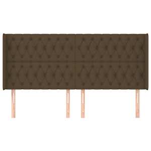 Čelo postele typu ušák tmavě hnědé 203x16x118/128 cm textil - obrázek 3