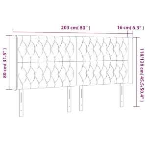 Čelo postele typu ušák tmavě hnědé 203x16x118/128 cm textil - obrázek 9