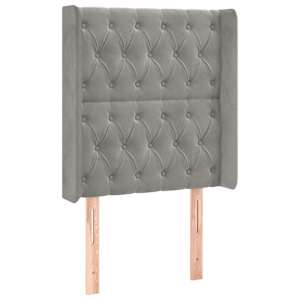 Čelo postele typu ušák světle šedé 83x16x118/128 cm samet - obrázek 2
