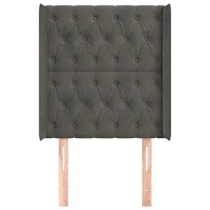 Čelo postele typu ušák tmavě šedé 83x16x118/128 cm samet - obrázek 3
