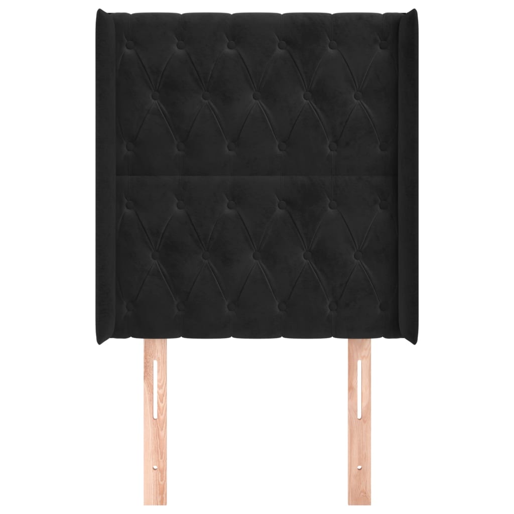 vidaXL Hoofdbord met randen 83x16x118/128 cm fluweel zwart afbeelding